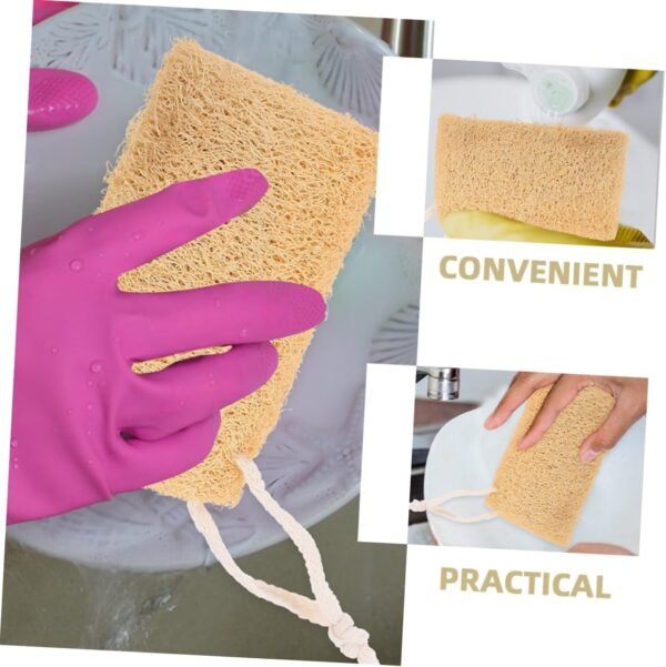 SECFOU 2pcs Natural Loofah Sponge for Dishes Dish Cleaning Loofah Brush Kitchenware Scrubber Dishwashing Sponge - Image 5