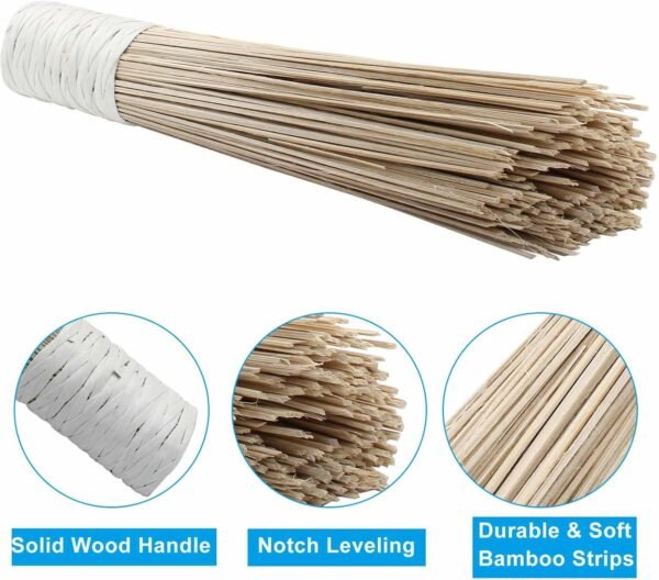 Natural Bamboo Wok Brush 12-Inch Length, Traditional Kitchen Pan Cleaning Whisk Cleaning Brush Bamboo Scrubber (Bevel) - Image 3