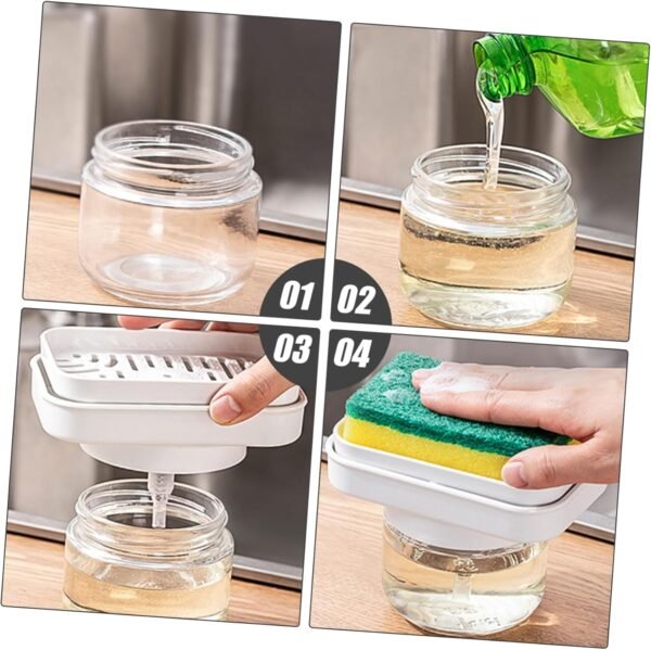Presser Liquid Dish Soap Dispenser Sink Soap Dispenser Dishwash Sink Strainer Human Faucet Two Automatic Soap Dispenser Double Dispensers Sponge Rinse Drainer Soda Glass - Image 3