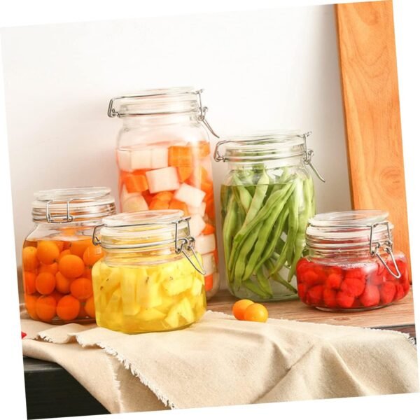 MAGICLULU Glass Storage Jars Cup Sealing Containers Tin Condiment Clear Tote Airtight Sealer Vacuum Machine Canister Stainless Bins Pantry Lids Sealed Jar Jars for Kitchen Storage Seal Pot - Image 3