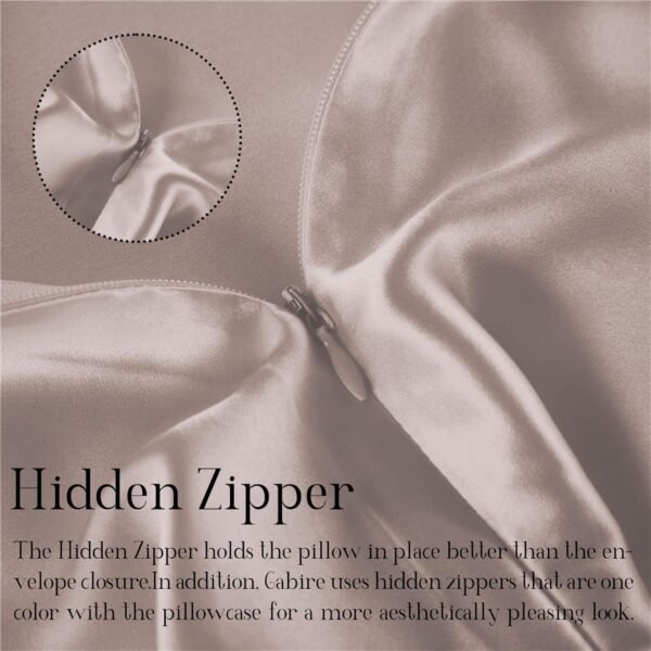 Mulberry Silk Pillowcases Set of 2, Both Sides Real Silk Pillowcase for Hair and Skin Prevent Acne Pillowcase Organic Silk Pillowcase 2 Pack with Hidden Zipper, Apricot Grey, Standard (20"×26") - Image 4