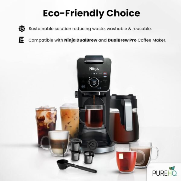 3 Ninja Reusable Coffee Filter Pods for Ninja Dual Brew Coffee Maker - Includes Scoop Funnel - For Ninja Coffee Maker DualBrew Pro, CFP201 CFP301 CFP400 - Reusable K Cups for Ninja Coffee Brewer - Image 2