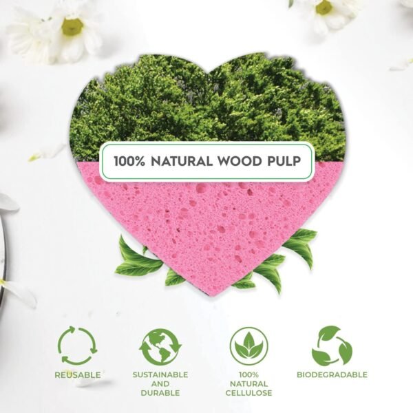 100-Count Compressed Facial Sponges, 100% Natural Cosmetic Spa Sponges for Facial Cleansing, Exfoliating Mask (Pink Heart) - Image 6