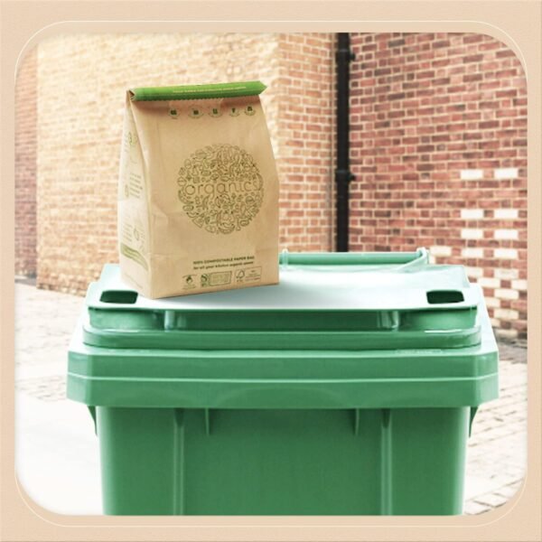 Hytrend-Kitchen Food Waste Bag-35 Bags-%100 Compostable paper Bag - Leak Resistant Liner - Plastic Free - Small-Certified by BNQ and BPI - Image 5