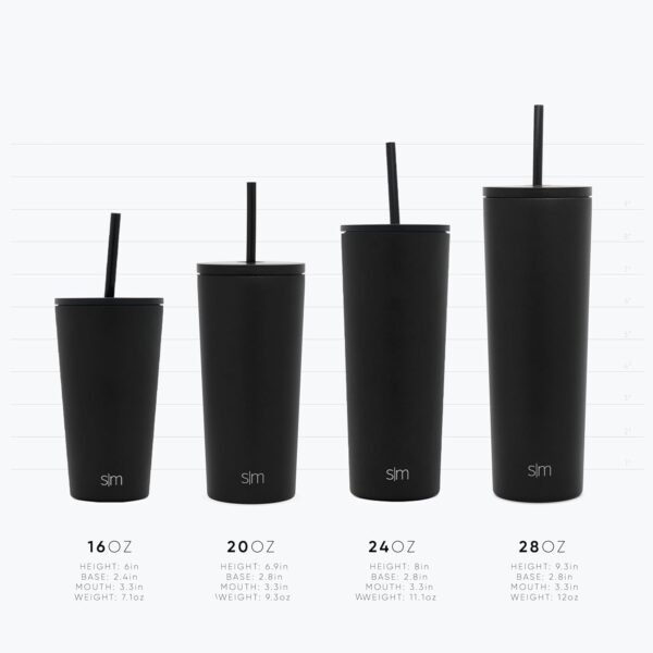 Simple Modern Insulated Tumbler with Lid and Straw | Iced Coffee Cup Reusable Stainless Steel Water Bottle Travel Mug | Gifts for Women Men Her Him | Classic Collection | 28oz | Blue Dune - Image 4