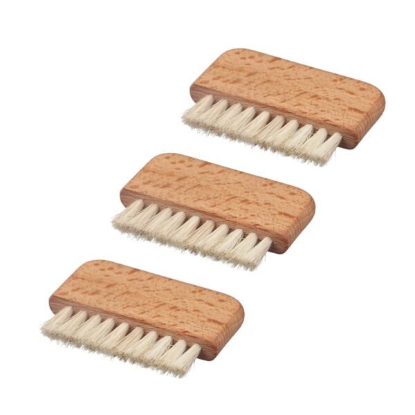 Pokinge 3Pcs Wooden Nail Dust Brush Mini Nail Cleaner Brush Non-Slip Wood Cleaning Brush Pig Bristle Nail Dust Brush Nail Care Tools For Cleaning