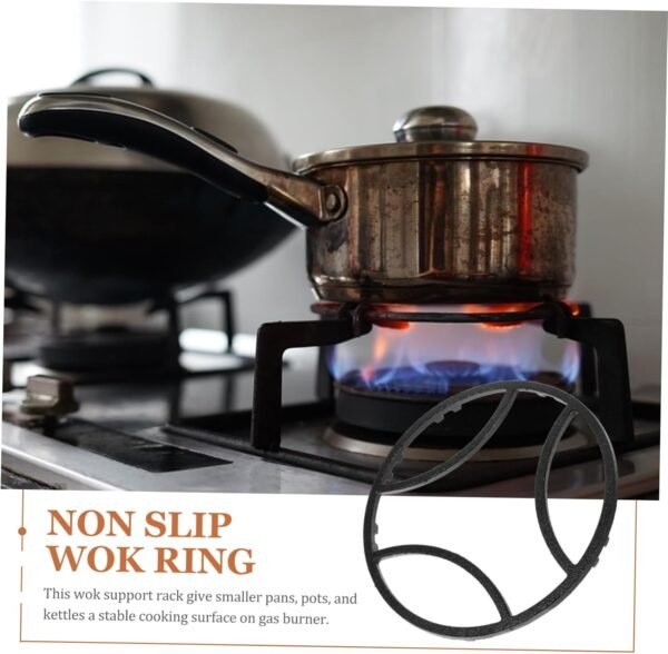 MAGICLULU 2pcs -slip Bracket Casserole Gas Camping Stove Wok Pan Camping Gas Stove Foil Gas Stove Pot Ring Pans Organizer Induction Cookware Wok Burner Tank Electric Racks Jet Iron Black - Image 7