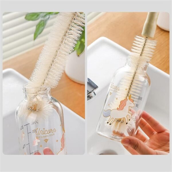 Bottle Brush Cleaner Long Wooden Handle Water Bottle Cleaning Brush Natural Bristle Kitchen Scrub Bottle Brush for Narrow Neck Beer Bottle, Baby Bottle, Sports Bottle(11.8inch) - Image 3