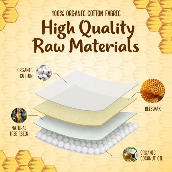 Generic BeeeWise Bee’s Wrap Reusable Beeswax Food Wraps, Eco-Friendly Organic Cotton Food Storage, Assorted 3 Pack (S, M, L) - Sustainable, Durable, Washable - Image 2