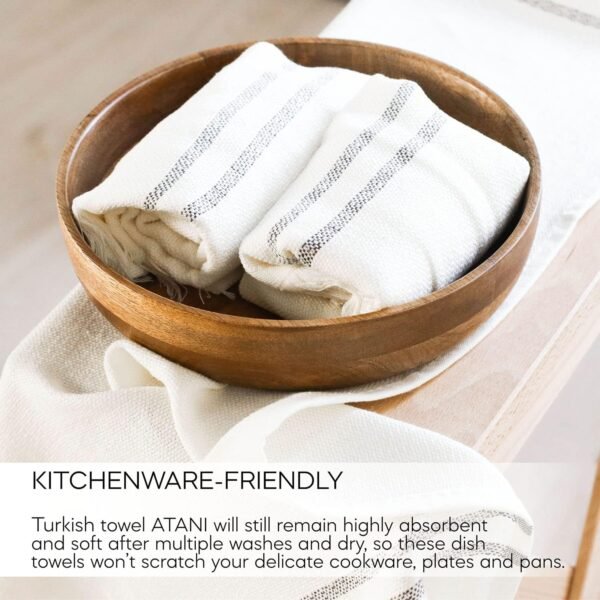 Kitchen Towel Set of 3-100% Cotton Dish Towels - 3 Pack Kitchen Towels - Organic Dish Towels for Drying Dishes - Linen Hand Towels (White) - Image 5
