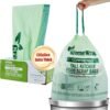 13 Gallon Compostable Trash Bags with Drawstring Tie, Heavy Duty Extra Thick 1 Mil, 49.21 Liter, 30 Bags, Tall Kitchen Food Scrap Waste Bag, BPI and OK Compost Home Certified, ASTM D6400