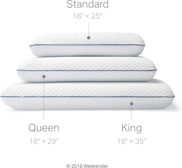 WEEKENDER Gel Memory Foam Pillow - Standard Size - 1-Pack - Medium Plush Feel - Neck & Shoulder Support - For Back, Side, & Stomach Sleepers - Home, Hotel, & Hospital Essentials - Image 4