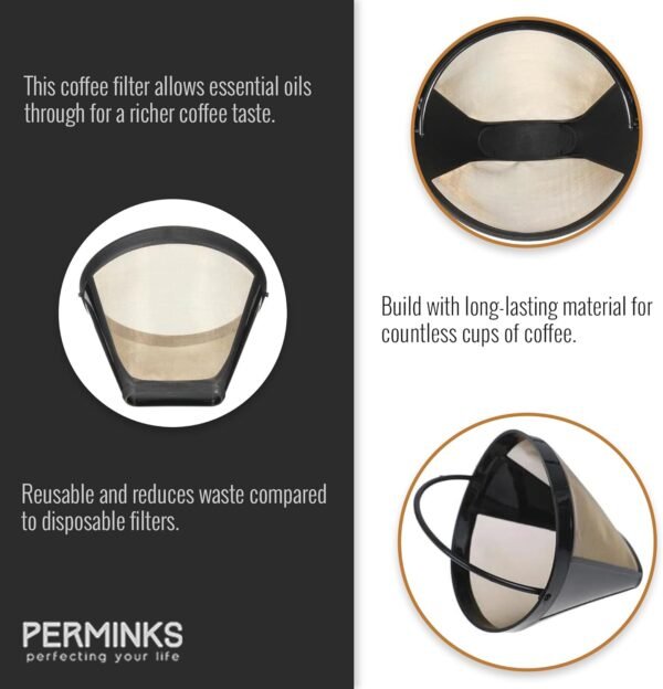 Reusable Cone Coffee Filters #4 - Cuisinart Coffee Filter Replacement, Cone Filters for Ninja, Hamilton Beach & Breville Coffee Maker, Moccamaster Coffee Filters, Bonavita Replacement - 1pc - Image 2