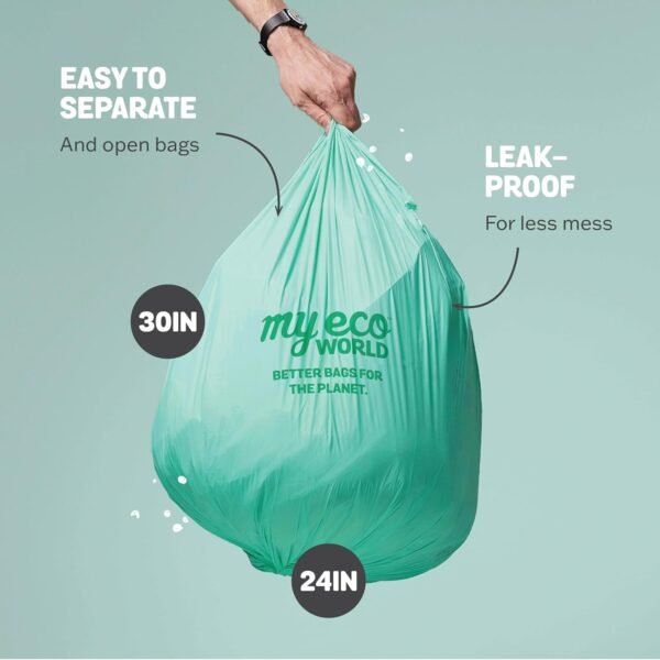 Compostable Food Waste Bag - 48 Count - 100% BPI Certified Compostable - AS5810 & EN13432 Compliant - Large - 13 Gallon - Super Strong - Leak Proof - Unscented - Easy to Open - Kitchen Bag - Image 3