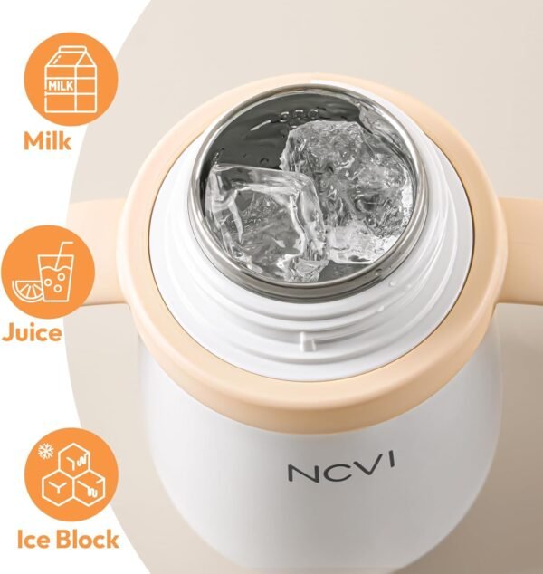 NCVI Kids Stainless Steel Straw Cup for Toddlers 1-3 Years Old, Training Tumbler with Straw Spill Proof with Handle, Insulated Bottle to Keep Cold Warm for Water/Milk/Drink, Yellow 10floz - Image 5