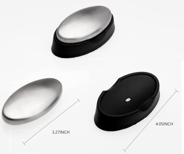 BIUWING Stainless Steel Soap, 3 pcs Stainless Steel Bar Soap, Metal Soap, Odor Removing Soap Bar with Soap Dish, Remove Odor of Onion, Garlic and Fish etc - Image 2