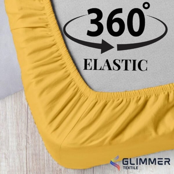 1PC Fitted Sheet| Organic Cotton| 1000 TC| | Full XL Size (54"X80") with 18" INCH DEEP Pocket| Skin Friendly|Comfy & Very Soft| Wrinkle Free| Gold - Image 2