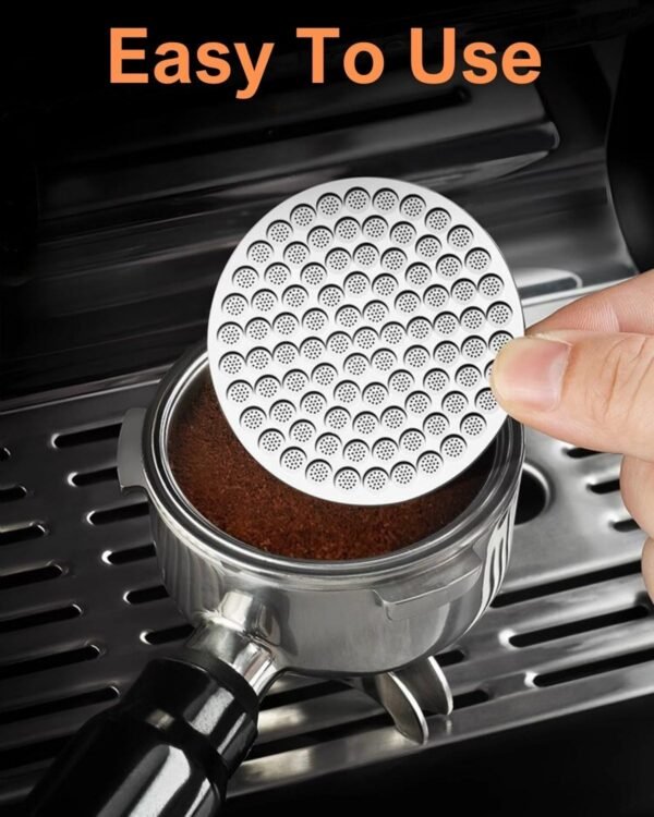54mm Espresso Puck Screen, 0.8mm Thickness Stainless Steel Reusable Coffee Filter, Designed for Bottomless Portafilter Baskets, Enhances Espresso Extraction - Image 4