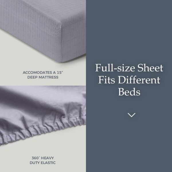 Grounding Sheets Queen, 90% Organic Cotton + 10% Pure Silver Fiber, Fitted Earth Sheets with 15 ft Grounding Cord, Queen Size 60"x 80"x 15", Gray - Image 6