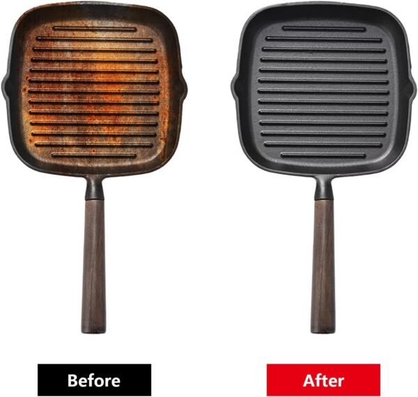 Cast Iron Cleaner Scrubber with Copper Bristle Natural Bamboo Scrubber Cast Iron Cleaner,Cast Iron Skillets Dutch Ovens Pots Table Top BBQ Grill Pans - Image 5