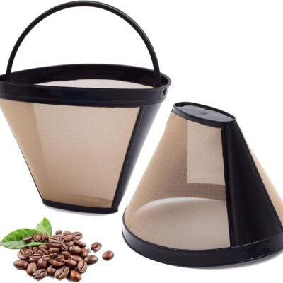 Reusable #4 Cone Coffee Filters Basket Replacement for Cuisinart Coffee Makers(2 Reusable Filters)