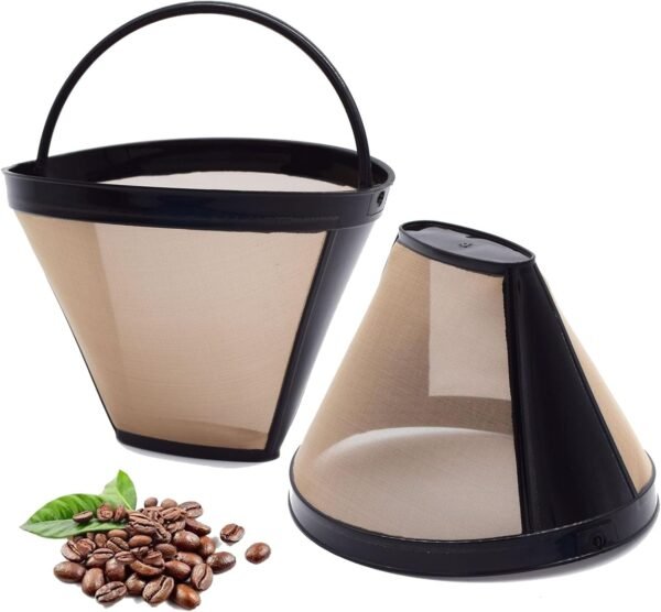 Reusable #4 Cone Coffee Filters Basket Replacement for Cuisinart Coffee Makers(2 Reusable Filters)