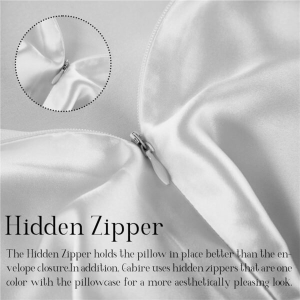 Mulberry Silk Pillow Cases Set of 2, Both Sides Real Silk Pillowcase for Hair and Skin Prevent Acne Pillowcase Organic Silk Pillowcase 2 Pack with Hidden Zipper, White, Standard (20"×26") - Image 4