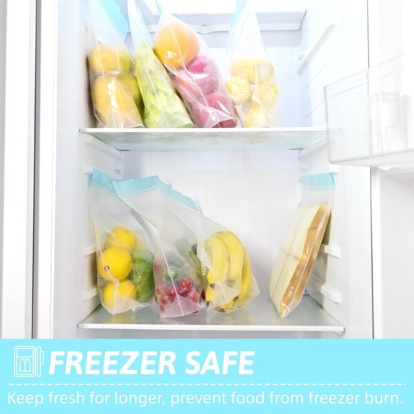 Reusable Freezer Bags Dishwasher Microwave Safe, Stand Up Silicone and BPA Free Reusable Sandwich Bags, Leakproof Reusable Food Storage Bags for Meal Prep - 12 Gallon (12) (12packs) - Image 5