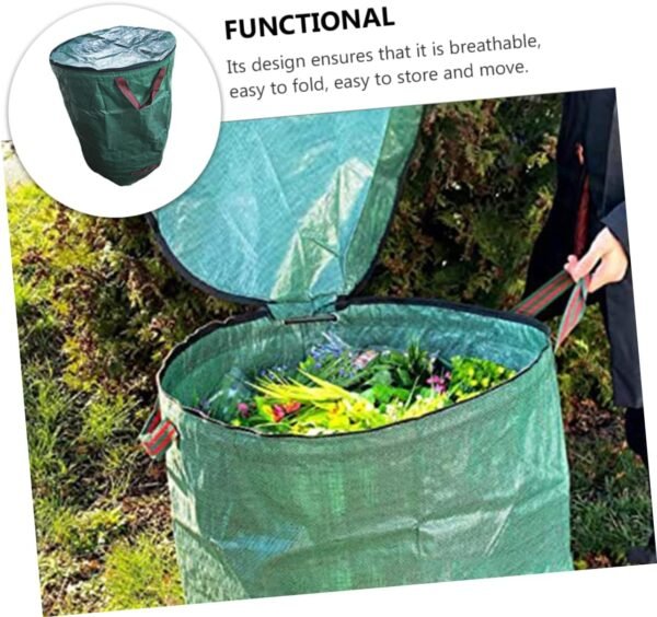 Leaf Bag Lid Garbage Bags Compost Bin Kitchen Bucket Garden Waste Bag Wheels Plants Liners Hard Bottom Collapsible Garden Waste Bag Glad Garbage Bag Rubbish Bags Sweepers Green Pp - Image 5