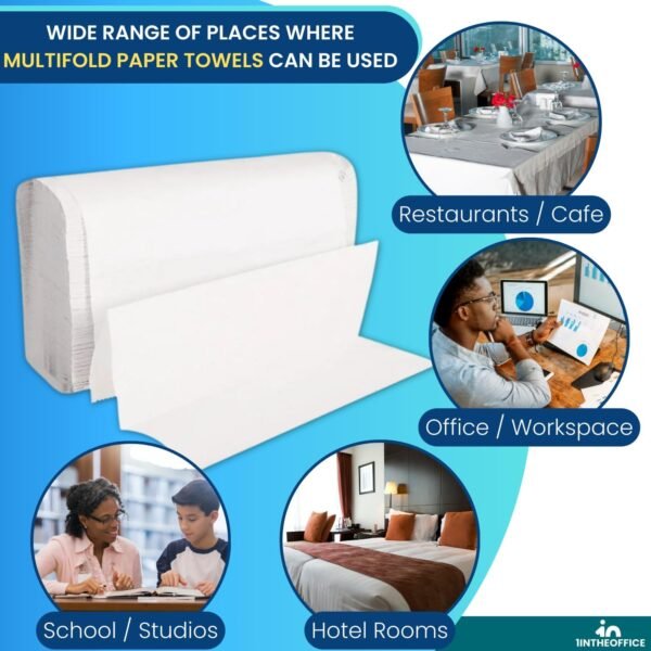 1InTheOffice Multifold Paper Towels, Paper Hand Towels for Bathroom, Bathroom Paper Towels, 1-Ply, 9" x 9.45", 250 Towels/Pack - Image 6