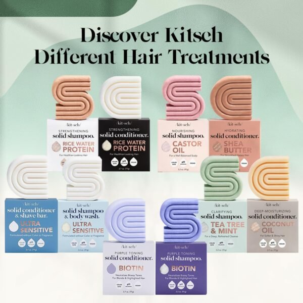 Kitsch Rosemary & Biotin Shampoo and Conditioner Bar Set for Thinning Hair - 2pc Volume Shampoo Bar & Conditioner Bar for Men and Women, Hair Thickening & Regrowth Combo, Paraben Free - Image 9