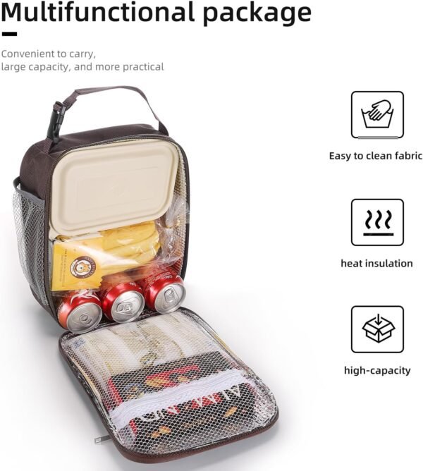 Lunch box Lunch bag for men women Lunchbox Lunch bags Insulated Lunch bag Lunch box cooler (Brown) - Image 5