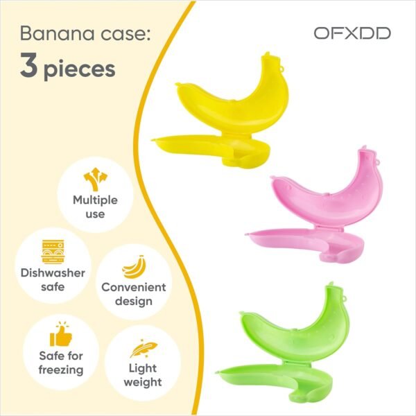 Banana Case - Plastic Banana Holder for Lunch Boxes - Reusable Banana Keeper Cap - Banana Container Storage for Picnic, Camping, Keep Fresh, 3 Pcs - Image 2