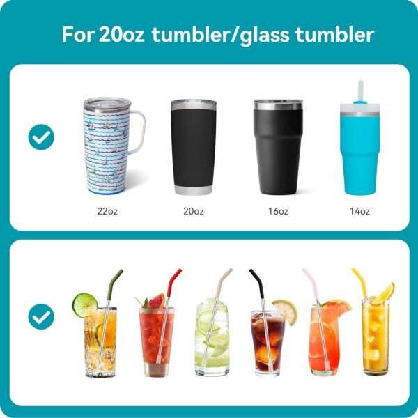20 oz Straight Metal Straws with Silicone Tip for 20 oz Tumbler, Stainless Steel Reusable Drinking Metal Straw for YETI, STANLEY, US Acrylio, BJPKPK, Simple Modern and so on - Image 4