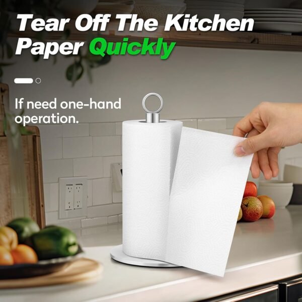 Stainless Paper Towel Holder, Paper Towels Holder Countertop, Stainless Steel Paper Towel Holder Countertop, Kitchen Paper Towel Holders, Countertop Roll Holders(Silver) - Image 2