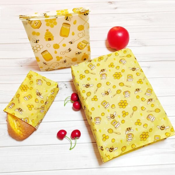 6 Pack Sealable Reusable Beeswax Food Bags, Sustainable Food Storage Containers, Easy to Clean, Easy to Use, Alternative to Plastic - Image 6