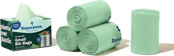 Repurpose 3 Gallon Compostable Small Bin Trash Bags, BPI Certified, 200 Total Bags (50 Count, 4 Pack)