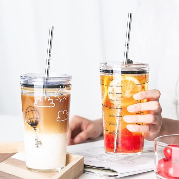 8 Pack Reusable Metal Straws Long Stainless Steel Straws Drinking Straw for 20/30 oz Tumblers with Travel Case & Cleaning Brush, 10.5"/8.5"(Silver) - Image 2