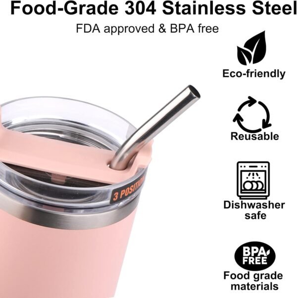 AIERSA Metal Straws for 40oz Tumbler Replacement,12 Inch Reusable Stainless Steel Straw Compatible Stanley Cup, 6pcs Large Straws with Cleaning Brush for Stanley Cup Accessories - Image 5