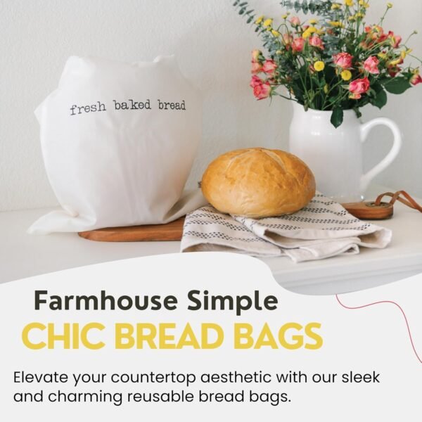 Reusable Bread Bags for Homemade Bread | 2-Pack 13"W x 18"H Plastic Reusable Bread Bag w/Food Grade Liner, Metal Zipper & Buckle | Freezer Safe, Machine Washable Sourdough Bread Storage - Image 6