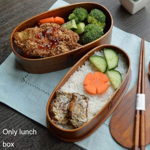 DODY Wooden Lunch boxes, Japanese Traditional Natural Square Wooden Lunch Containers Women's Men's Adult Kids Wood Bento Box with Spoon Fork kit and Storage bag - Image 4