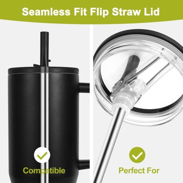 Straws Replacement for Hydrojug Traveler 40 Oz, Reusable Metal Straws Compatible With Hydrojug Tumbler, Stainless Steel Straight Drinking Straws, With 2 Straw Cleaner Brush - 4 Pack - Image 2