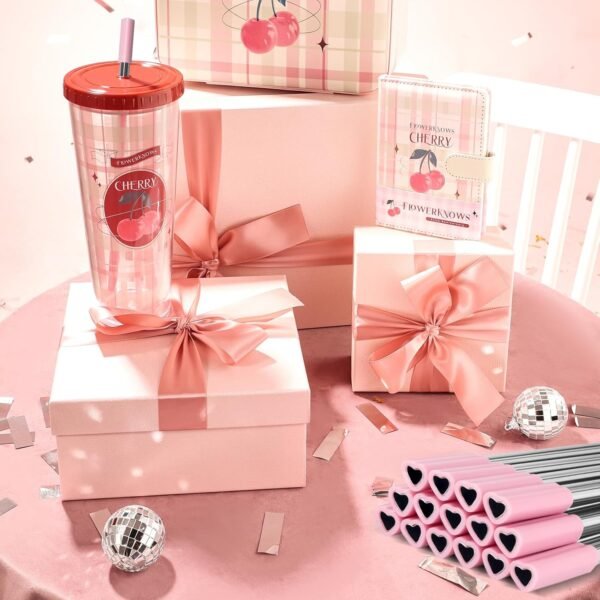 20 Pack Heart Shaped Stainless Steel Straws with 24 Pcs Silicone Tips and 4 Cleaning Brushes Reusable Cute Heart Straws Tumbler Straws Juice Straws for Valentine's Day Wedding Gift Supplies (Pink) - Image 4