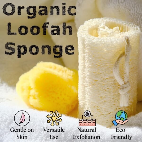 Natural Loofah Sponge with Bamboo Soap Dish Set, 9 pcs Organic Loofah Sponge - Exfoliating Body Scrub for Bath & Shower, Gentle Natural Loofah Exfoliating Body Scrubber - Exfoliating Body Scrubber - Image 2