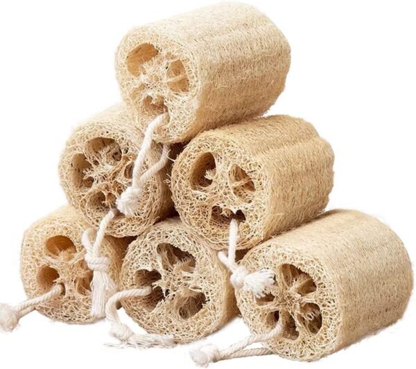 Natural Loofah Sponge Shower Organic Luffa Bath Loofa Exfoliating Body Scrubber Loofah for Men Women Adults Back Face Body Skin SPA Care - 6 Pieces