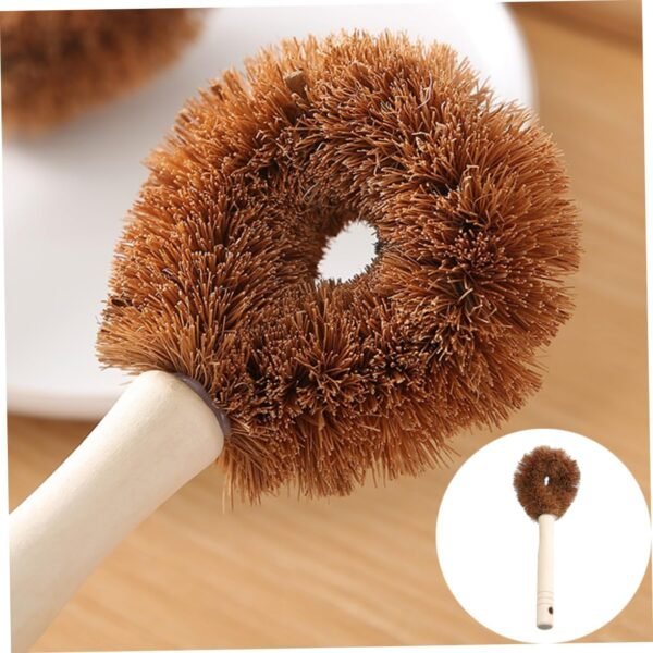 4pcs Cleaning Brush Palm Dish Brush Coir Dish Brush Car Windshield Cleaner Natural Kitchen Brush Kitchen Sink Brush Handheld Scrubber Brush for Pot Sink Cleaner Rubber Wood - Image 5