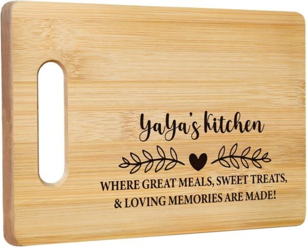 Yaya Cutting Boards for Kitchen, Grandma Bamboo Cutting Board, Yaya's Kitchen Decorative Cutting Board, Yaya Gifts, Gifts for Yaya, Grandma Gifts for Christmas, Grandma Cutting Board Gift
