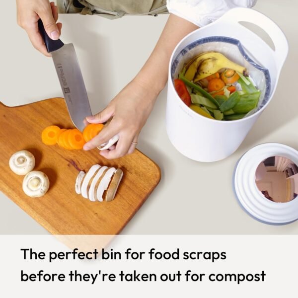 Carrotez Compost Bin for Kitchen Countertop, 0.8 Gallon (3 Liter) Small Food Waste Mini Compost Bin with Lid, Odorless Vacuum Seal - White - Image 6