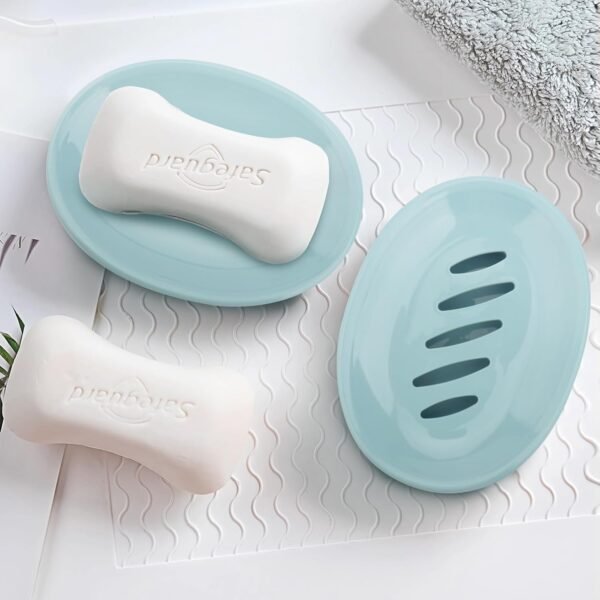 2 Pack Soap Dish with Drain Plastic Soap Holder for Shower Soap Box Easy to Clean & Keep Dry Soap Tray Suitable for Bathroom, Kitchen (Blue) - Image 6