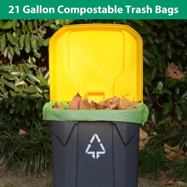 Compostable Trash Bags 21 gallon,20 Count,Extra Thick 1.28 Mills,Fits13-25 gallon trash can, Extra Strong and thick,Compostable Lawn & Leaf Yard Waste bags,ASTM D6400,Bpi Certified - Image 3